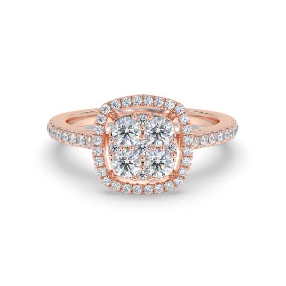 0.85ct Modern Round Diamond Halo Cluster Ring